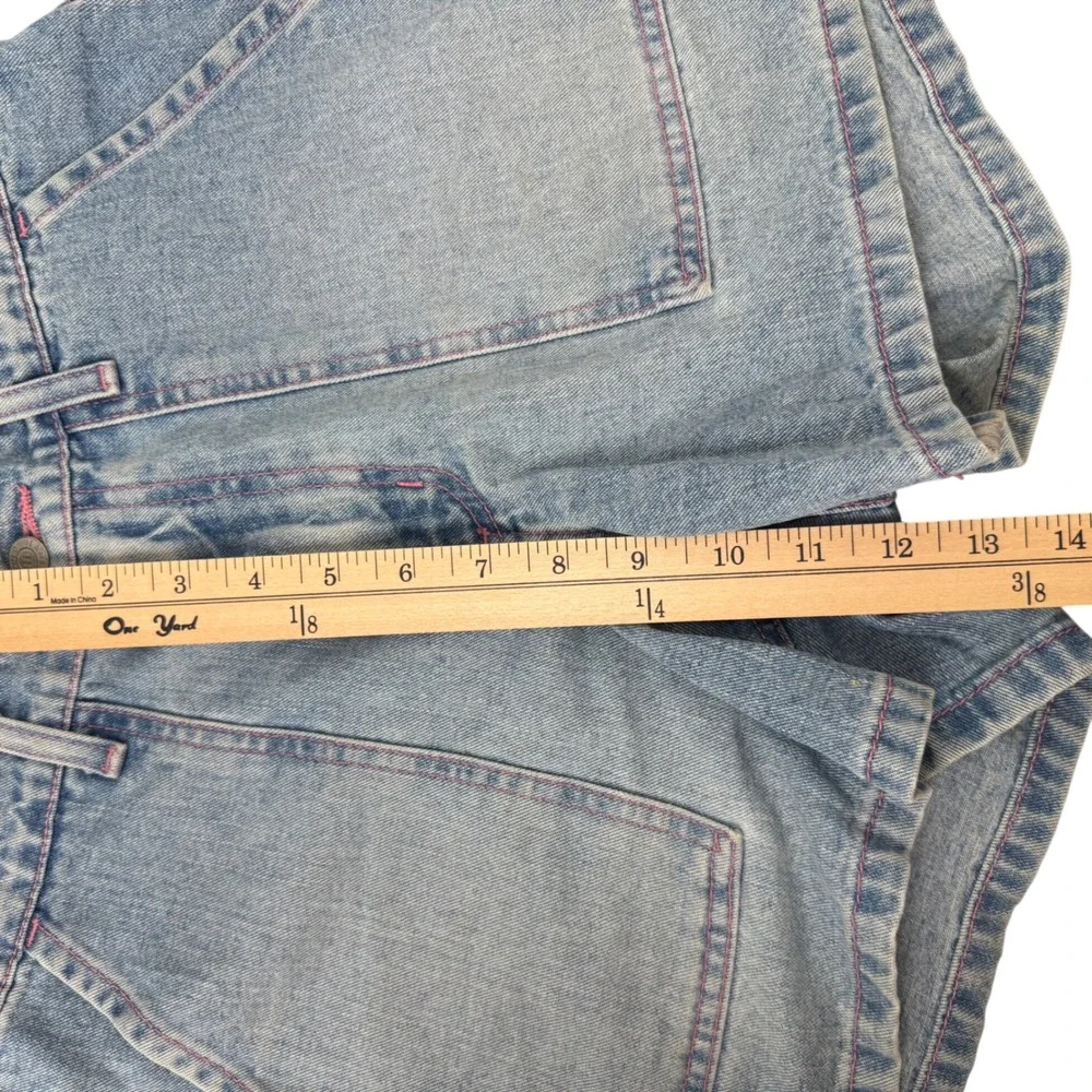 Polo Jeans Co Ralph Lauren Denim Shorts Light Wash Pink Stitching Size 6 4 Inch